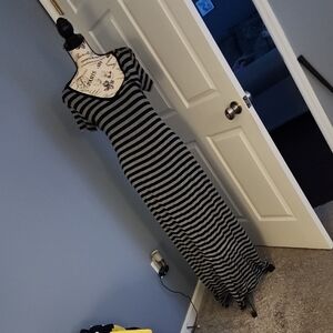 Mossimo Supply Co. Black and Gray Striped Maxi Dress